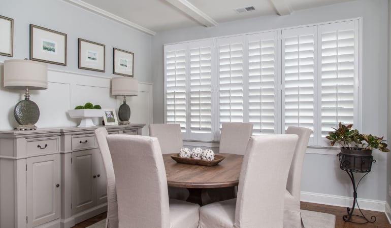  Plantation shutters in a Cleveland dining room.